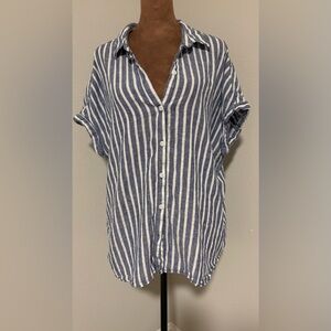 beachlunchlounge Blue and White Striped Blouse